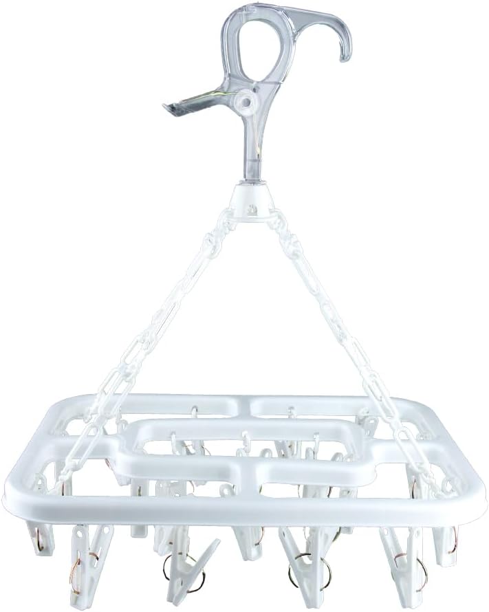 Daiso Square Hanger with Polycarbonate Hook and 20 Clothespins - Image 1